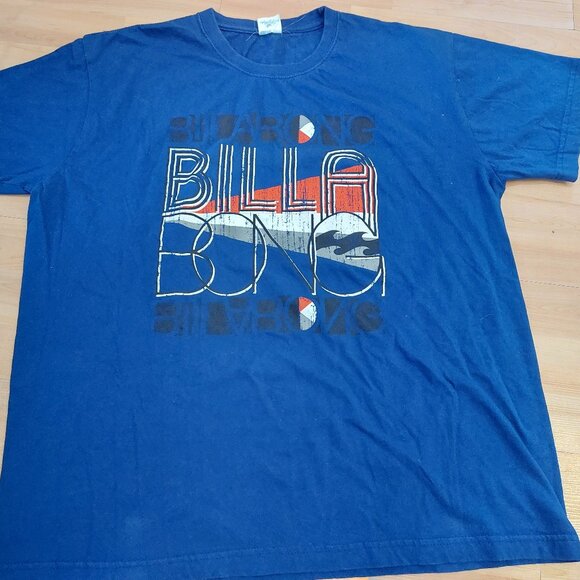 Vintage Y2K Billabong Grunge Skate Hip Hop Blue Graphic Logo T-Shirt Size xLarge - Picture 1 of 8